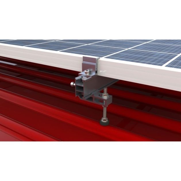 Saulės modulių montavimo konstrukcija šiferio, skardos ir trapecinės skardos stogams, vienam modliui