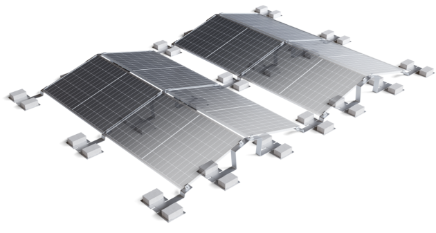 Rekosol AG - 491 E/W Rytai - Vakarai montavimo konstrukcija plokštiems stogams (10–15°) vienam moduliui
